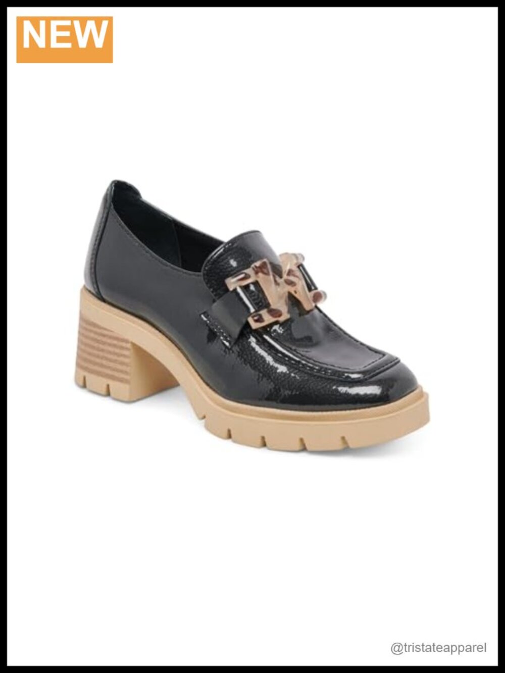 Midnight Patent Leather Loafer Block Heel Pull-On